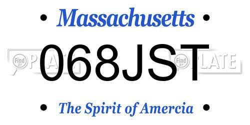068JST Massachusetts License Plate