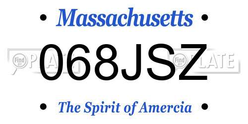 068JSZ Massachusetts License Plate