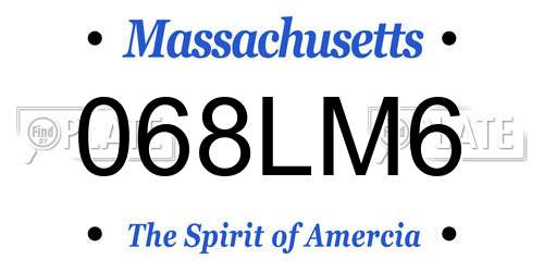 068LM6 Massachusetts License Plate