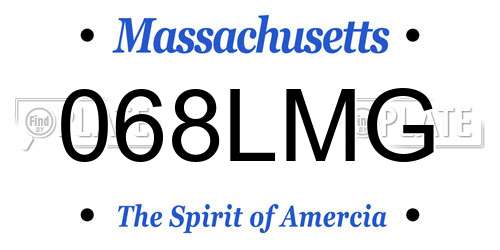 068LMG Massachusetts License Plate