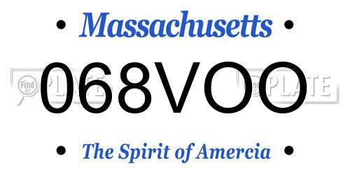 068VOO Massachusetts License Plate