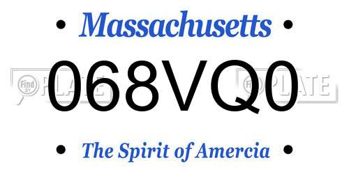 068VQ0 Massachusetts License Plate
