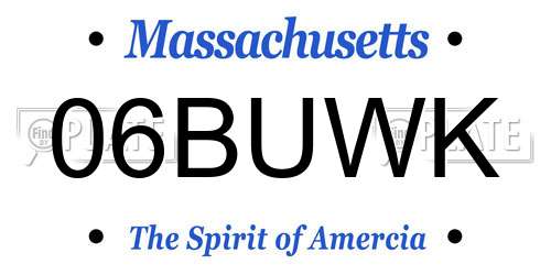 06BUWK Massachusetts License Plate