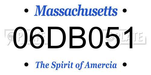 06DB051 Massachusetts License Plate
