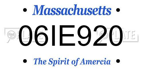 06IE920 Massachusetts License Plate