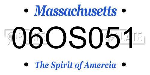06OS051 Massachusetts License Plate