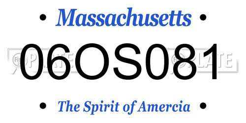 06OS081 Massachusetts License Plate