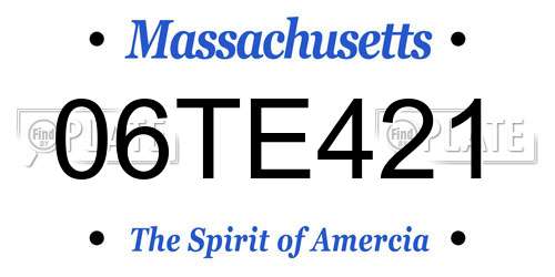06TE421 Massachusetts License Plate