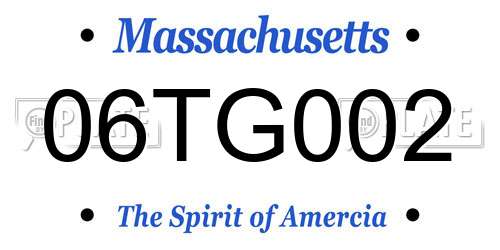 06TG002 Massachusetts License Plate