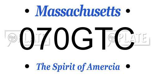 070GTC Massachusetts License Plate