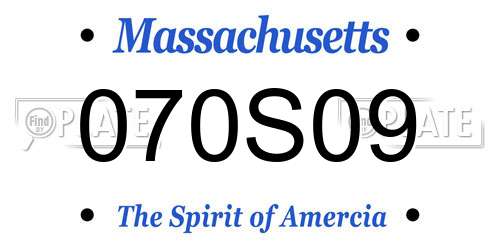 070S09 Massachusetts License Plate