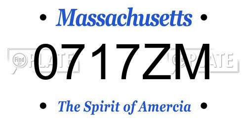 0717ZM Massachusetts License Plate