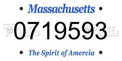 0719593 Massachusetts License Plate