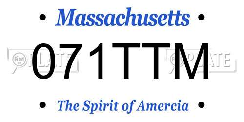 071TTM Massachusetts License Plate