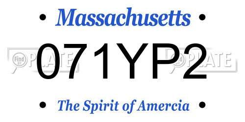 071YP2 Massachusetts License Plate