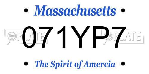 071YP7 Massachusetts License Plate