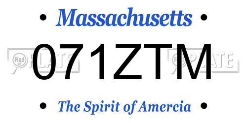 071ZTM Massachusetts License Plate