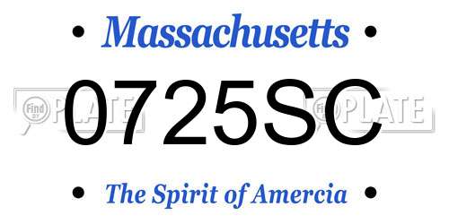 0725SC Massachusetts License Plate