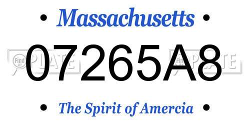 07265A8 Massachusetts License Plate