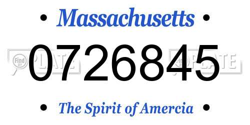 0726845 Massachusetts License Plate