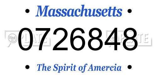 0726848 Massachusetts License Plate