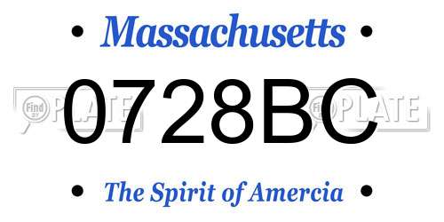 0728BC Massachusetts License Plate