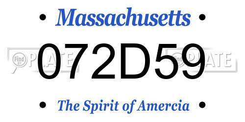 072D59 Massachusetts License Plate