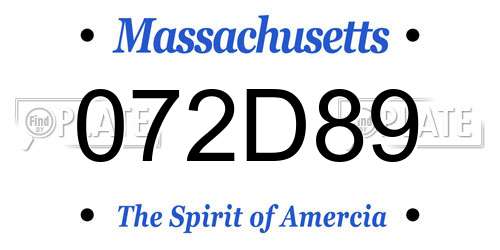 072D89 Massachusetts License Plate