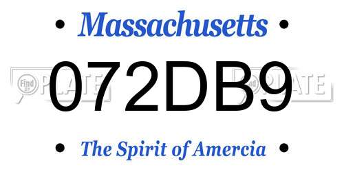 072DB9 Massachusetts License Plate