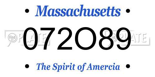 072O89 Massachusetts License Plate