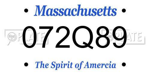 072Q89 Massachusetts License Plate