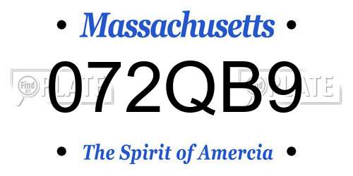 072QB9 Massachusetts License Plate