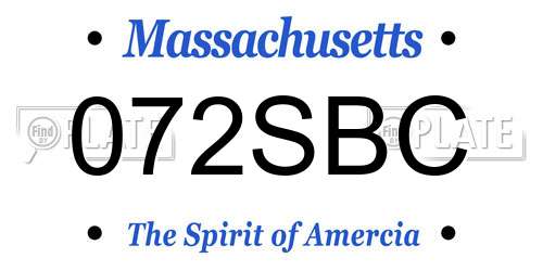 072SBC Massachusetts License Plate