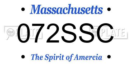 072SSC Massachusetts License Plate