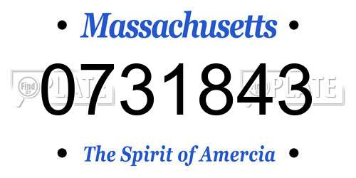 0731843 Massachusetts License Plate