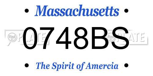 0748BS Massachusetts License Plate