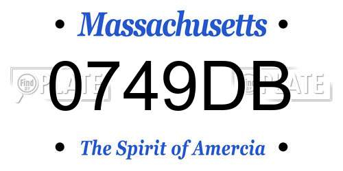 0749DB Massachusetts License Plate