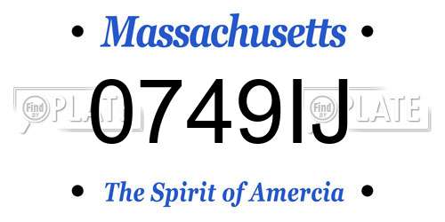 0749IJ Massachusetts License Plate