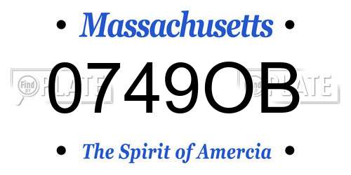 0749OB Massachusetts License Plate