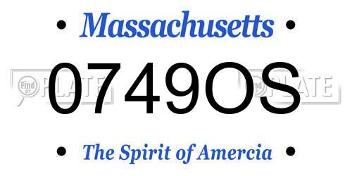 0749OS Massachusetts License Plate
