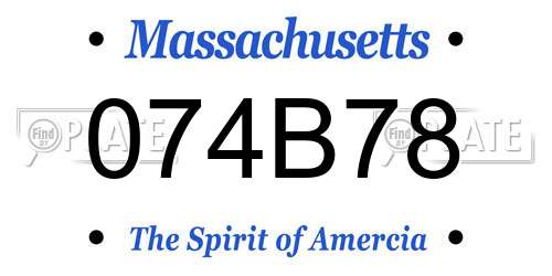 074B78 Massachusetts License Plate