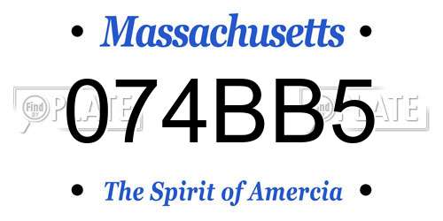 074BB5 Massachusetts License Plate