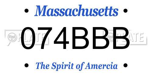 074BBB Massachusetts License Plate