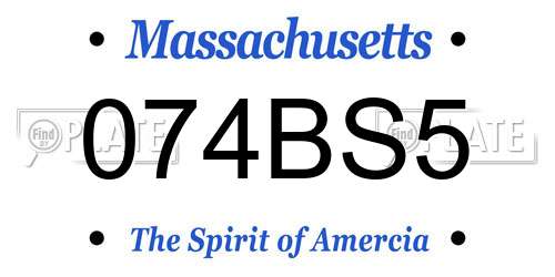 074BS5 Massachusetts License Plate