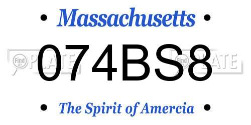 074BS8 Massachusetts License Plate