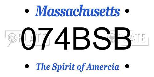 074BSB Massachusetts License Plate