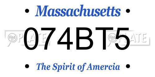 074BT5 Massachusetts License Plate
