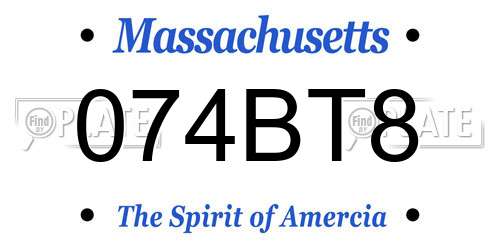 074BT8 Massachusetts License Plate