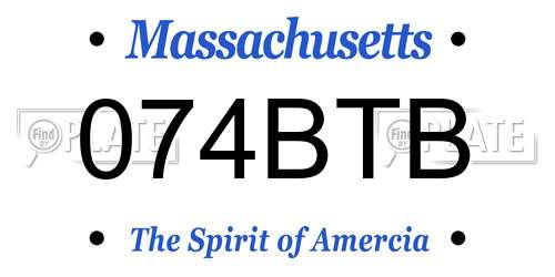 074BTB Massachusetts License Plate