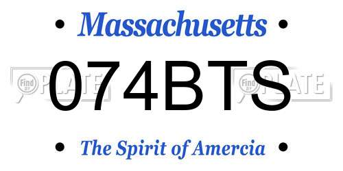 074BTS Massachusetts License Plate